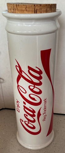 76161-1 € 8,00 coca cola voorraad pot glas met laagje plastic kleur wit H 30 D 10 cm.jpeg
